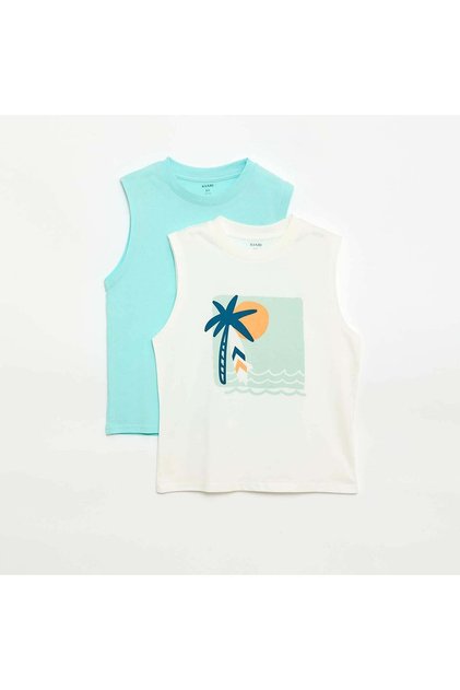 Pack of 2 round-neck tank tops WHITE