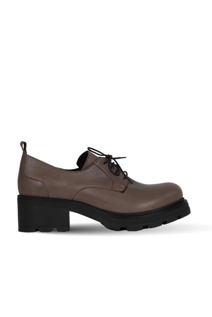 Gray Leather Women's Wedge Heeled Shoes