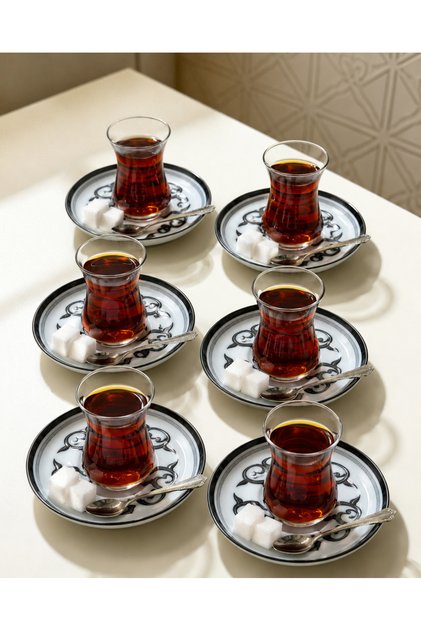Ahenk Zühre Porcelain 6 Piece Tea Plate Set