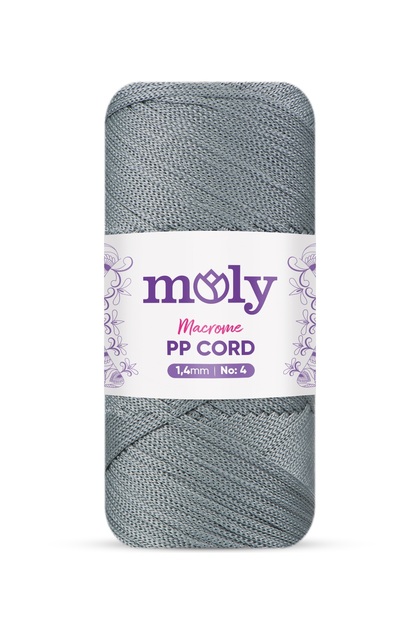 Pp Cord No:4 Polyester Macrame Rope | Col. No: 064 - Medium Gray | 4mm 200Gr