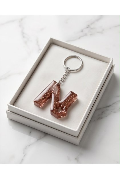 Keychain Letter N Star Epoxy Keychain