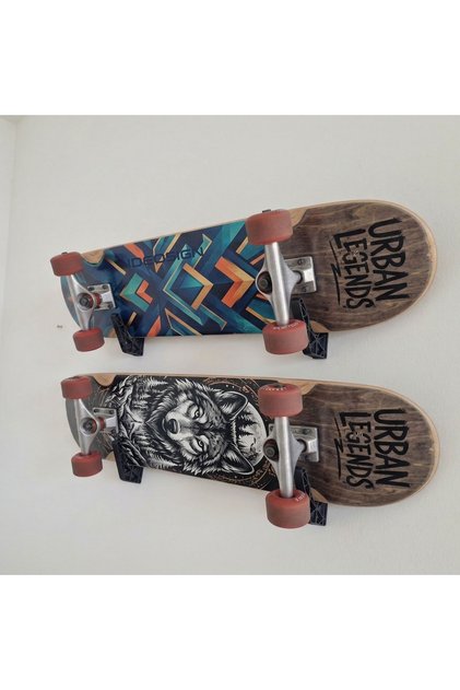 Set 2 suporti de perete pentru placa skateboard, negru