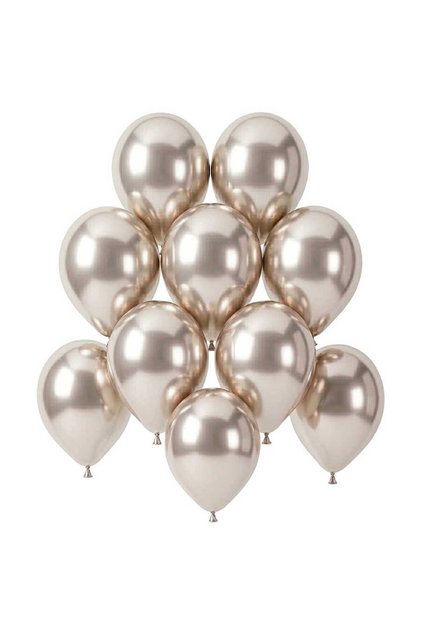 White Gold Color Latex Chrome Balloon (15 cm) - 10 Pieces