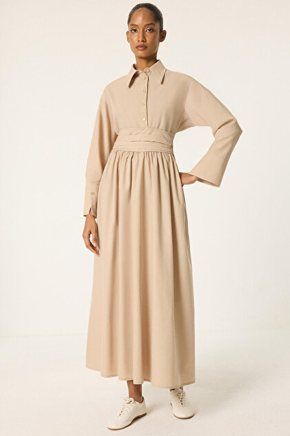 Touche Prive Corset Waist Shirt Collar Dress