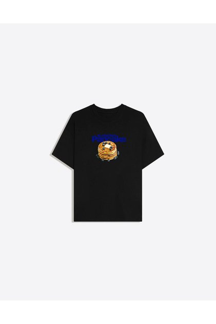 Pancake Printed Crew Neck Oversize Trendy Women's T-Shirt