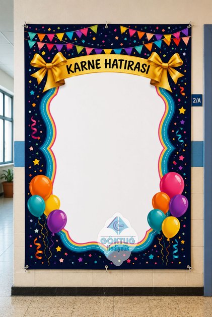 Karne Hatırası Fotoğraf Çerçevesi 100x150 cm Vinil Branda | Okul Mezuniyet ve Karne Günü Hatıra Panosu