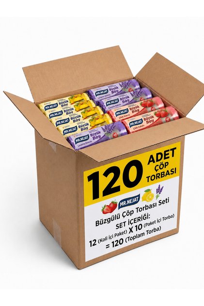 120 ADET KOKULU BÜZGÜLÜ BÜYÜK BOY ÇÖP TORBASI 12X10