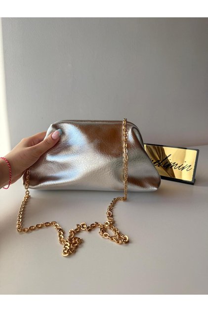 Women's Polka Dot Scholarship Pouch Bag with Gold Chain Detail