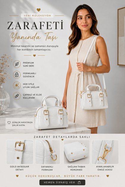 Women's Hand and Shoulder Bag Stylish Daily Use Bag Crossbody Strap Width 23 Length 15