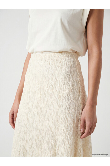 White Lace Detailed A-Line Skirt