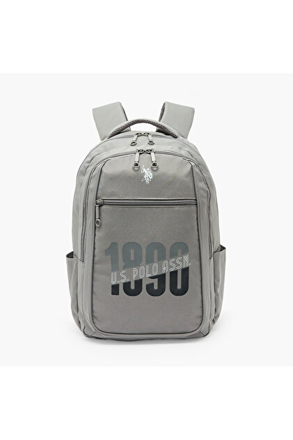 US POLO ASSN. Logo Print Backpack for Boys 8-13 Years with Padded Shoulder Straps - 17 inches