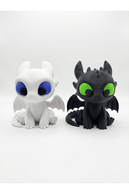 🐉💚 Dişsiz & Light Fury Ejderha Figür Seti – Aşkın Efsanesi | 11,5 cm PLA Koleksiyon