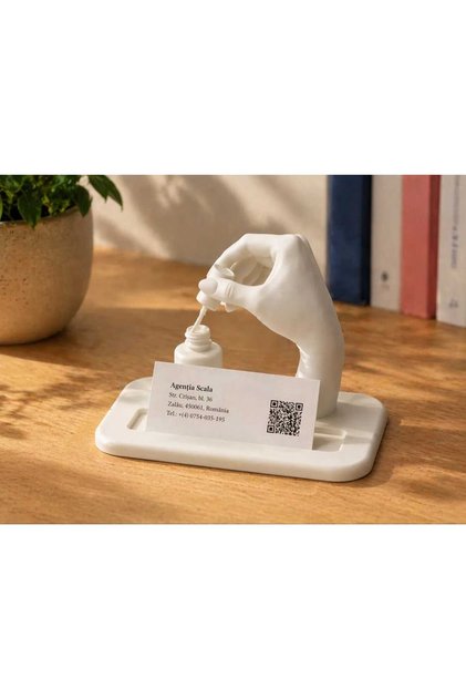 Beauty Center Desktop Business Card Holder-Hand Figured Business Card Holder for Nail Art Salon