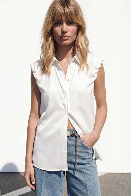Sleeve Detailed Shirt - Ecru