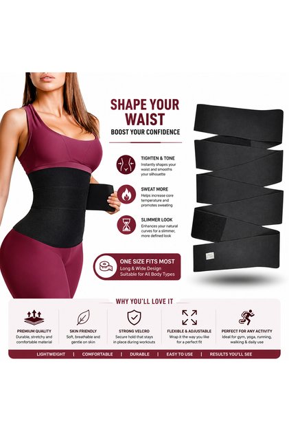 Adjustable Waist Support Belt for Women | Tummy Shaping & Body Wrap Corset | Elastic Stretch Compression Belt 3 & 5M