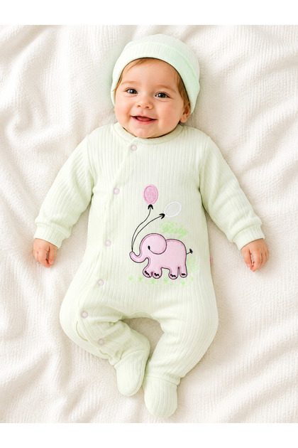 Cotton Embroidered Baby Romper Baby Girl Long Sleeve Snap Fastener Newborn Romper