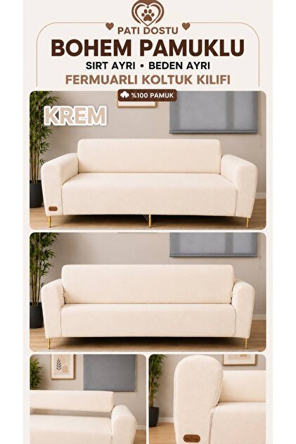 LÜX PAMUKLU BOHEM KUMAŞ - KOLTUK, KANEPE KILIFI, SIRT AYRI, BEDEN AYRI FERMUARLI DİKİM. KOLTUĞUNUZU KOMPLE KAPATIR KOLTUK ÜZERİNDEN KAYMA YAPMAZ. PATİ DOSTU KALIN VE DAYANIKLI