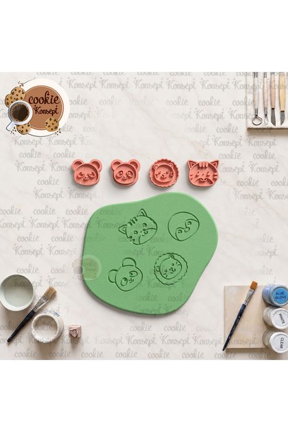 Animal Silhouettes Ceramic Mold Set # 2 Stamps 4cm | Compatible with Clay, Mud, and Porcelain Dough