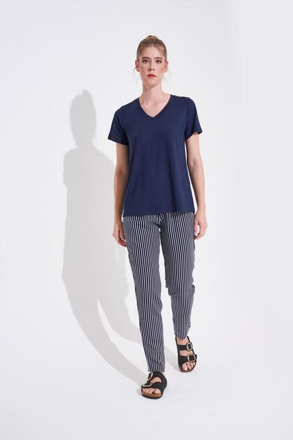 Women's Navy Blue Pajama Set 29155