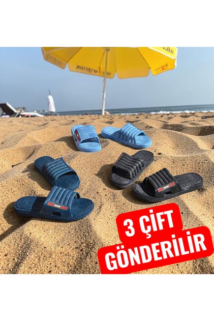 3 Color Non-Slip Sole Set.. Sea, Beach, Bathroom, Pool, Wc Non-Slip Daily Men's Slippers Set