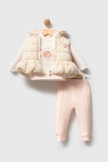 100% Organic Cotton Hedgehog Print Girls' Vest Set