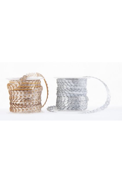 Banda decorativa, 4cm x 3m, paiete cu sclipici, rosu, argintiu, auriu, Craft with Fun, 463850