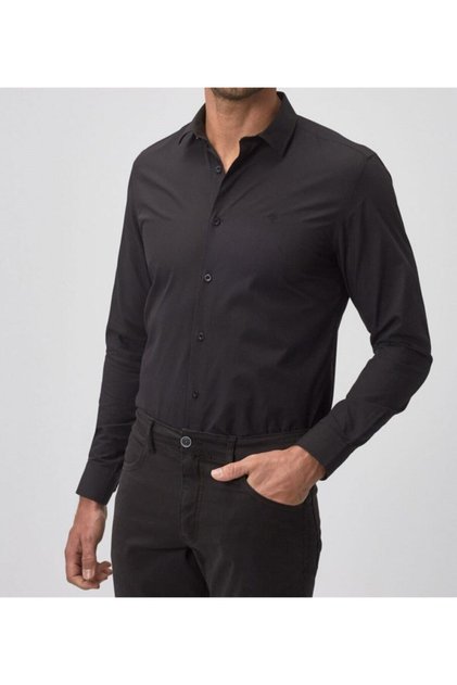 Men's Black Long Sleeve Slim Fit Classic Shirt