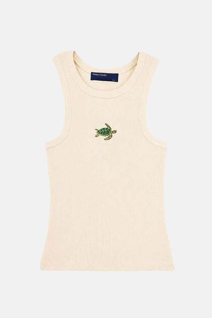 Caretta Ribana Halter Neck Tank Top - Ecru
