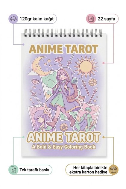 Anime Tarot: Bold & Easy Coloring Book - 10X20 cm
