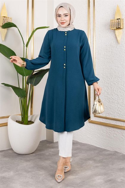 Button Detailed Aerobin Tunic Petrol