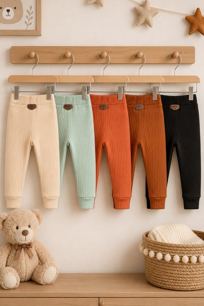 5-Pack 100% Cotton Flexible Ribbed Baby Alpine Pants Unisex