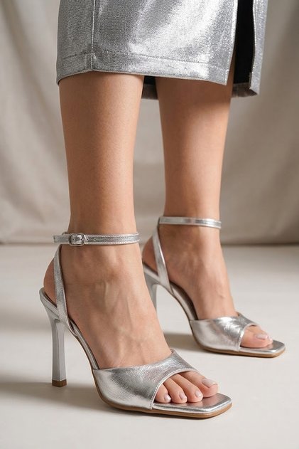 3001 Mg Silver Heeled Women's Shoes