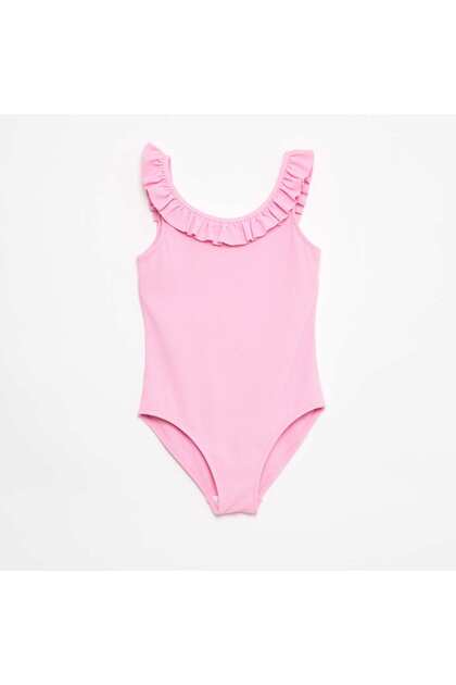 Ruffled Solid Swimsuit PINK