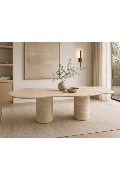 Organik Traverten Yemek Masası – 190x90 cm