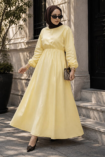 Mira Beli Lastikli Elbise TSD260245 Sarı