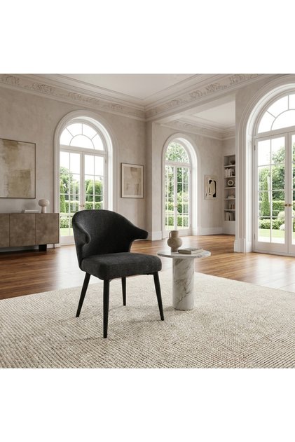 Modern Fabric Upholstered Arm Chair - Black