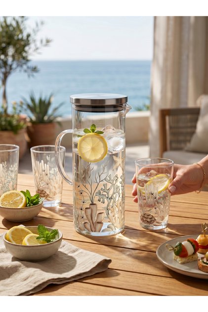 Seaside 4 Parça Sürahi Seti - Düz