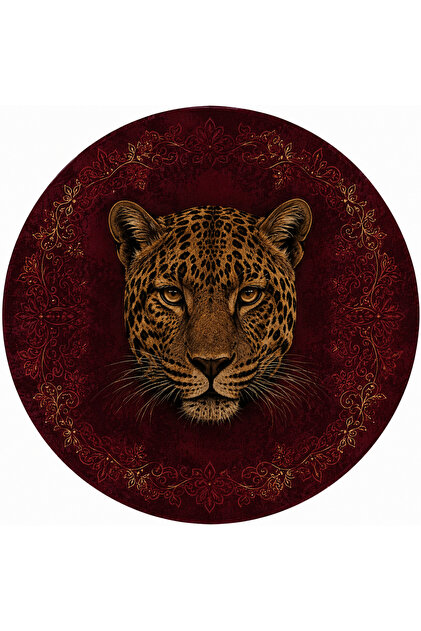 SDT Kızıl Leopar Desenli Modern Dokuma Taban Dekoratif Halı sdtamour4030