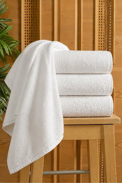 Set of 3 White 100% Cotton Hand and Face Towels - 50X90 Cm, Spa and Hotel Towels