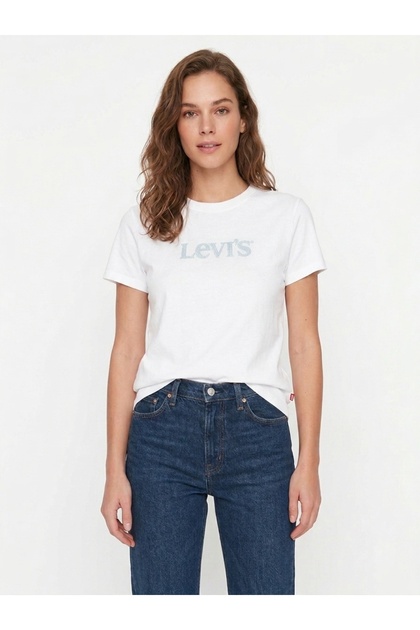 Favorite Rhinestone Club Logo Women's White Crewneck T-Shirt with Stone Details 008Bx-0008
