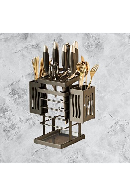 Stainless Steel Cutlery Organizer Rack,Kitchen Flatware Utensils Holder with Two Chopstick Holders,Wall Mountable,for Spoons,Forks,Dining Tools