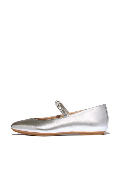 Women's Delicato Pearls-and-Crystal Leather Ballet Flats