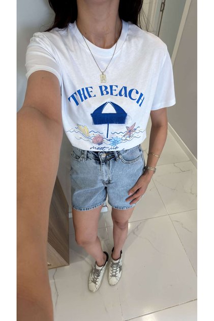 Fodde Beyaz the Beach Written T-Shirt