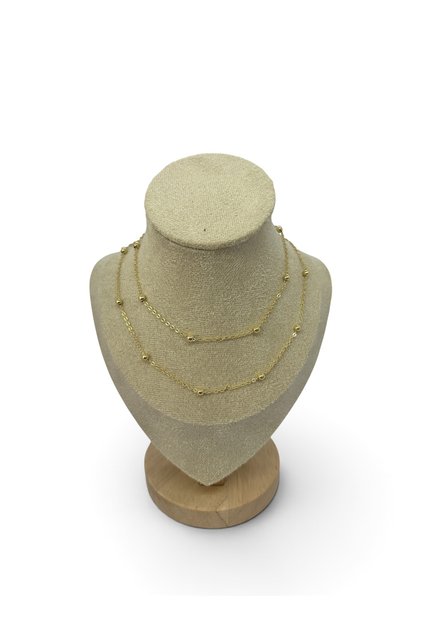 60 cm Long Gold Color Minimal Chain Necklace with Ball Detail | Elegant Women's Long Chain Necklace