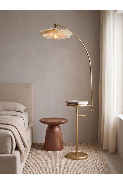 Lambader Sehpalı Eskitme Gold (Ampul Hediyeli)
