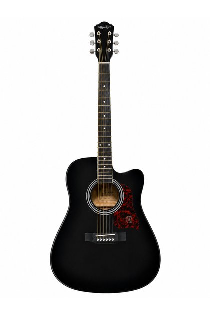 Black Phoenix 41-Inch Premium Black Acoustic Guitar | Full Size Cutaway Steel String Folk Guitar with Red Marble Pickguard