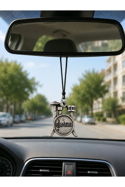 Vintage Drum Figured Car Rearview Mirror Ornament – Music-Themed Decorative Vehicle Accessory