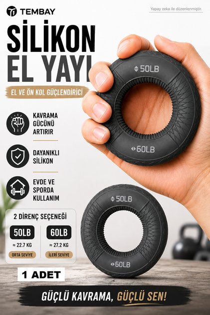 Silikon El Yayı 50-60 LB El Bilek Ön Kol Güçlendirici Kavrama Egzersiz Halkası