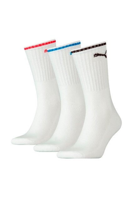 Sport Crew Stripe 3-Pack White Socks