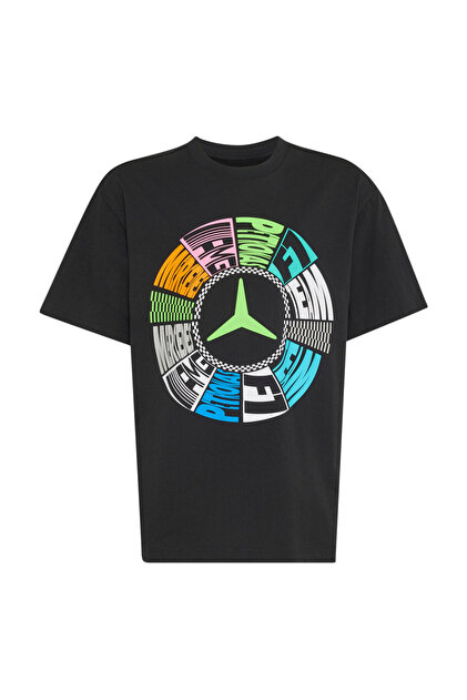 Siyah Erkek Çocuk Bisiklet Yaka Baskılı T-Shirt KR9683 MER LON TEE Y